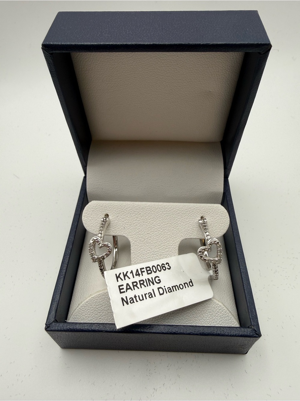 Heart Hoop Diamond Earrings in Sterling Silver